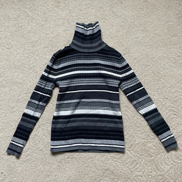 Vintage Talbot Gray Striped Knitted Sweater P - Picture 1 of 4
